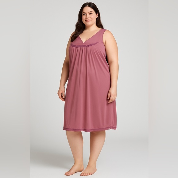 Vanity Fair Other - Vintage Nylon Satin Nightgown 1X Vanity Fair Pink Slip Dress Lingerie